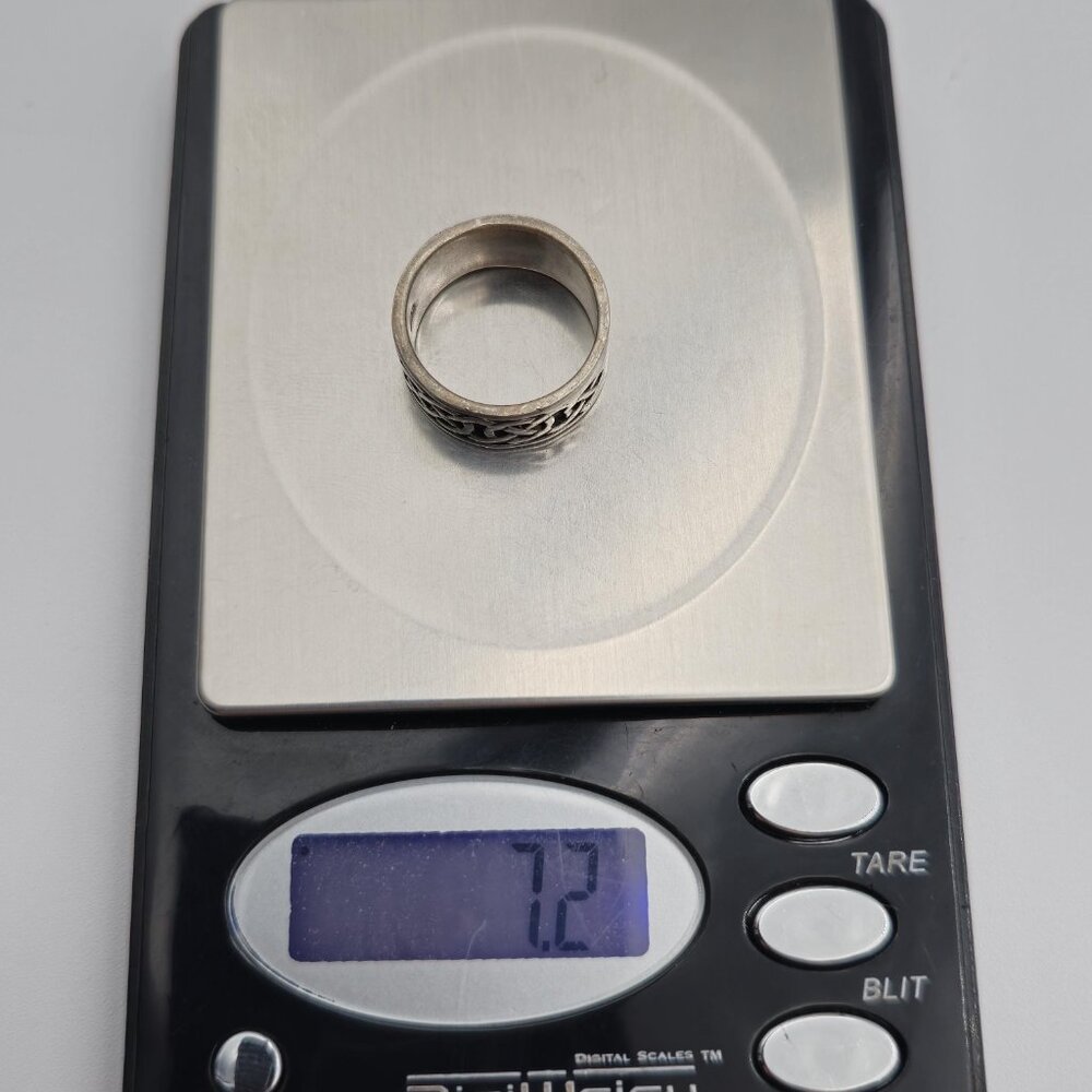 Size 7.75 Sterling Silver Solid Celtic Pattern Ba… - image 7